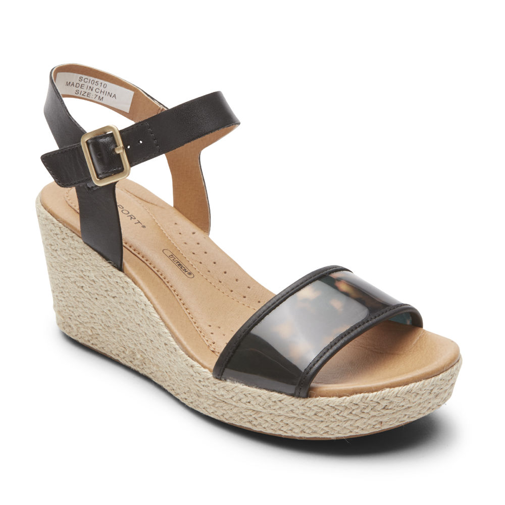 Rockport Sandaler Dame Svart - Lyla Ankle-Strap - HXRI27304